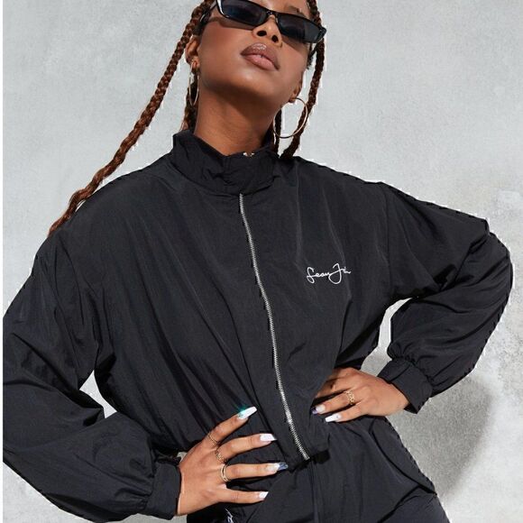 NWT Sean John x Missguided Black Cropped Windbreaker LE 6 / medium - Picture 1 of 11